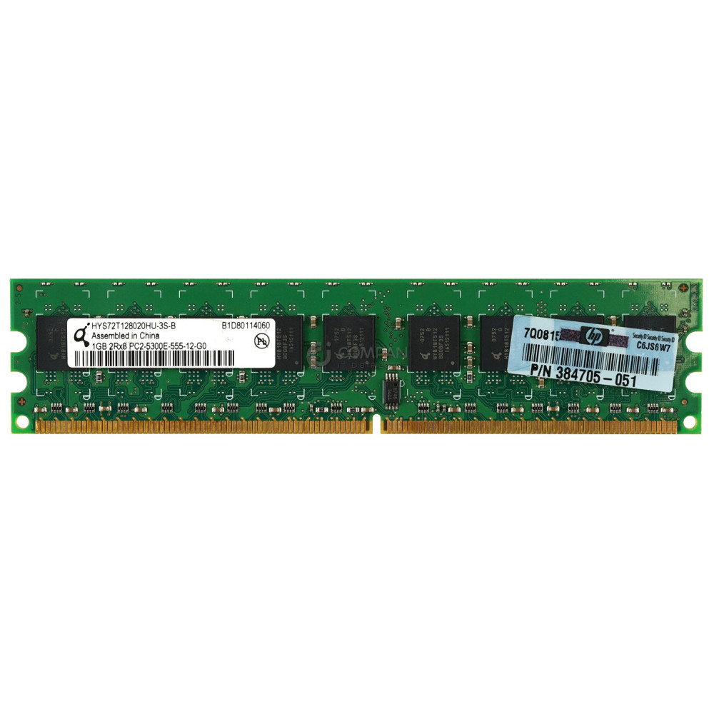 384705-051 HP MEMORY 1GB 2RX8 PC2 5300E DDR2	